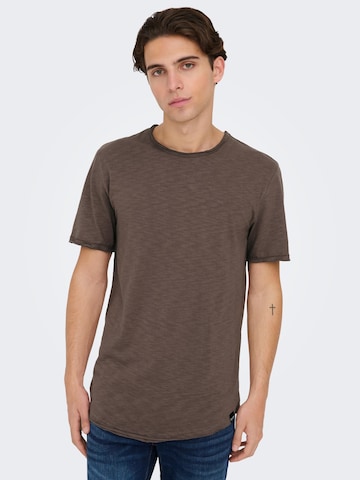 T-Shirt 'BENNE' Only & Sons en marron : devant