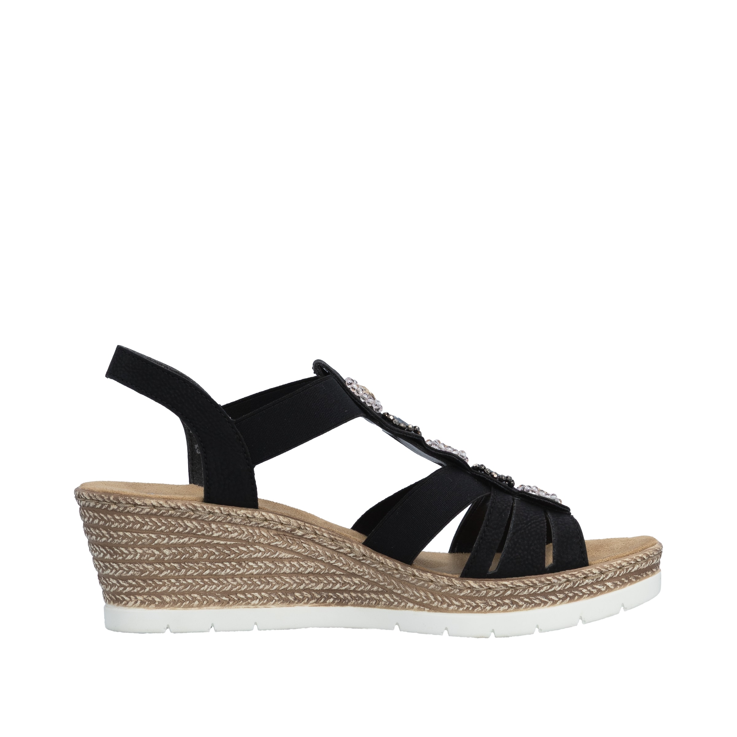 Sandales à lanières '619B2' Rieker en noir