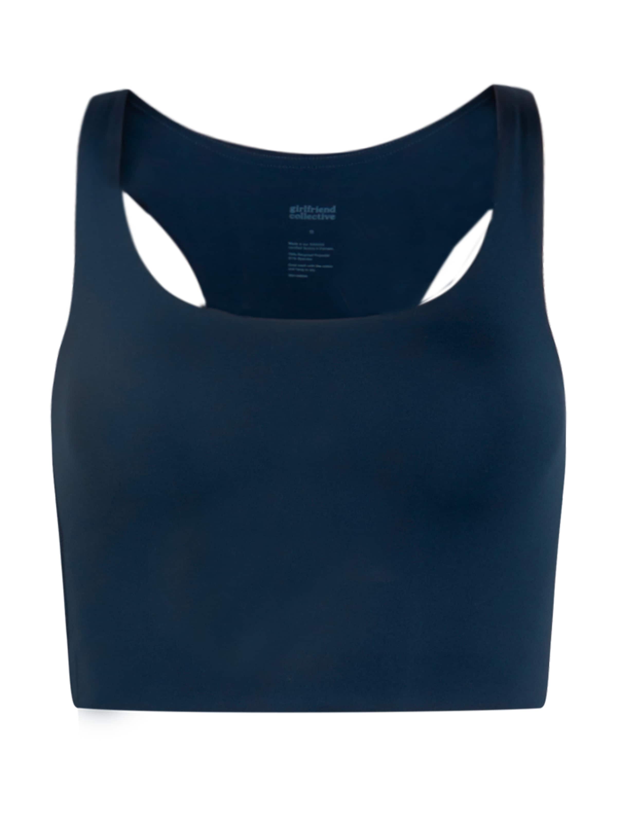 Girlfriend Collective Õlapaelteta topp Spordirinnahoidja 'Paloma', värv sinine: eest vaates