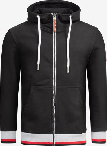 Alessandro Salvarini Zip-Up Hoodie in Black: front