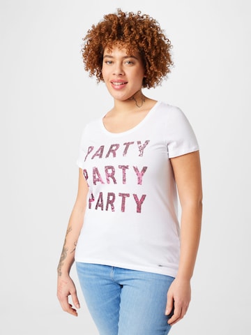 Key Largo Shirt 'PARTY' in Wit: voorkant