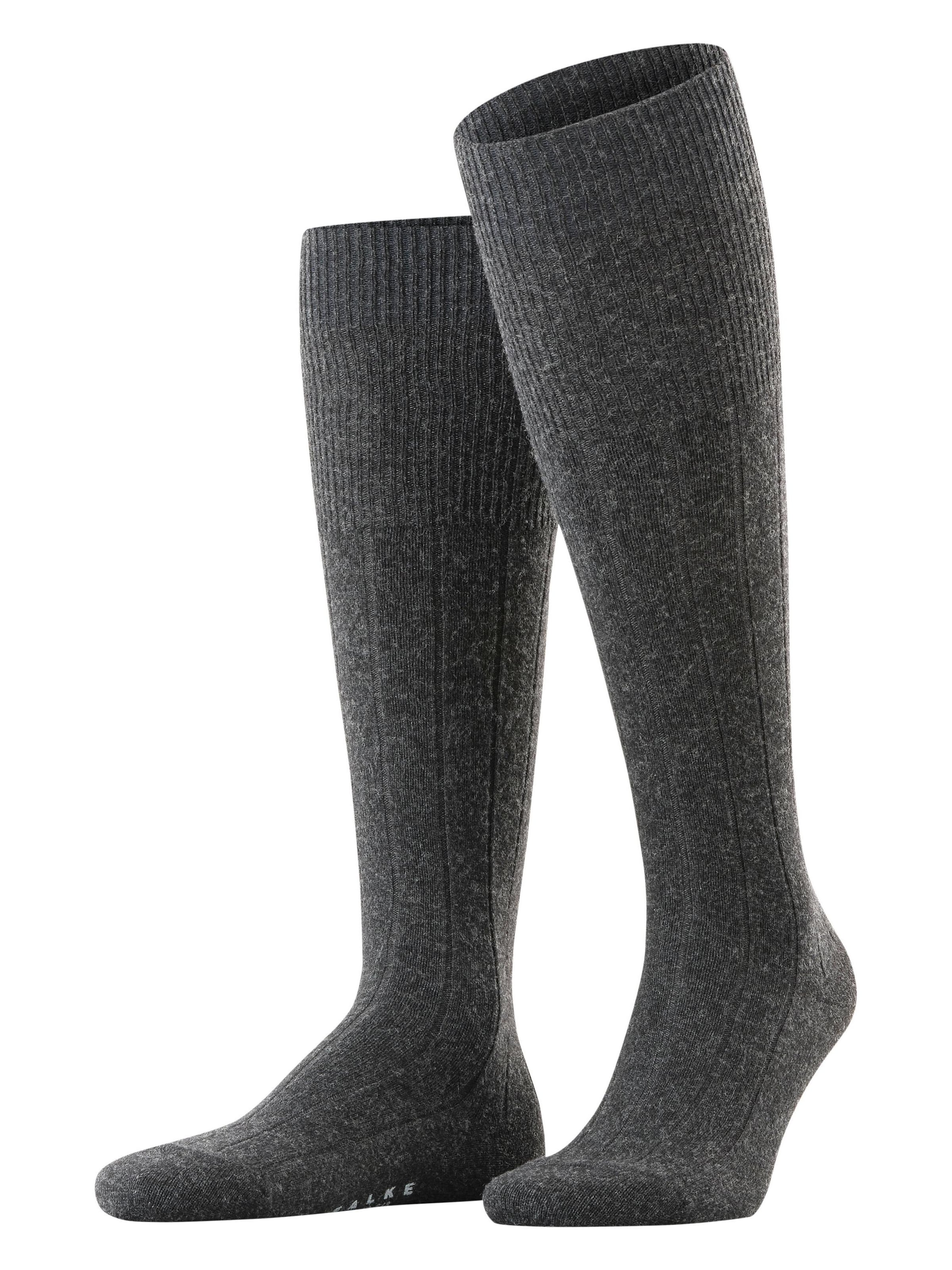 FALKE Knee High Socks 'Lhasa Rib' in Grey: front