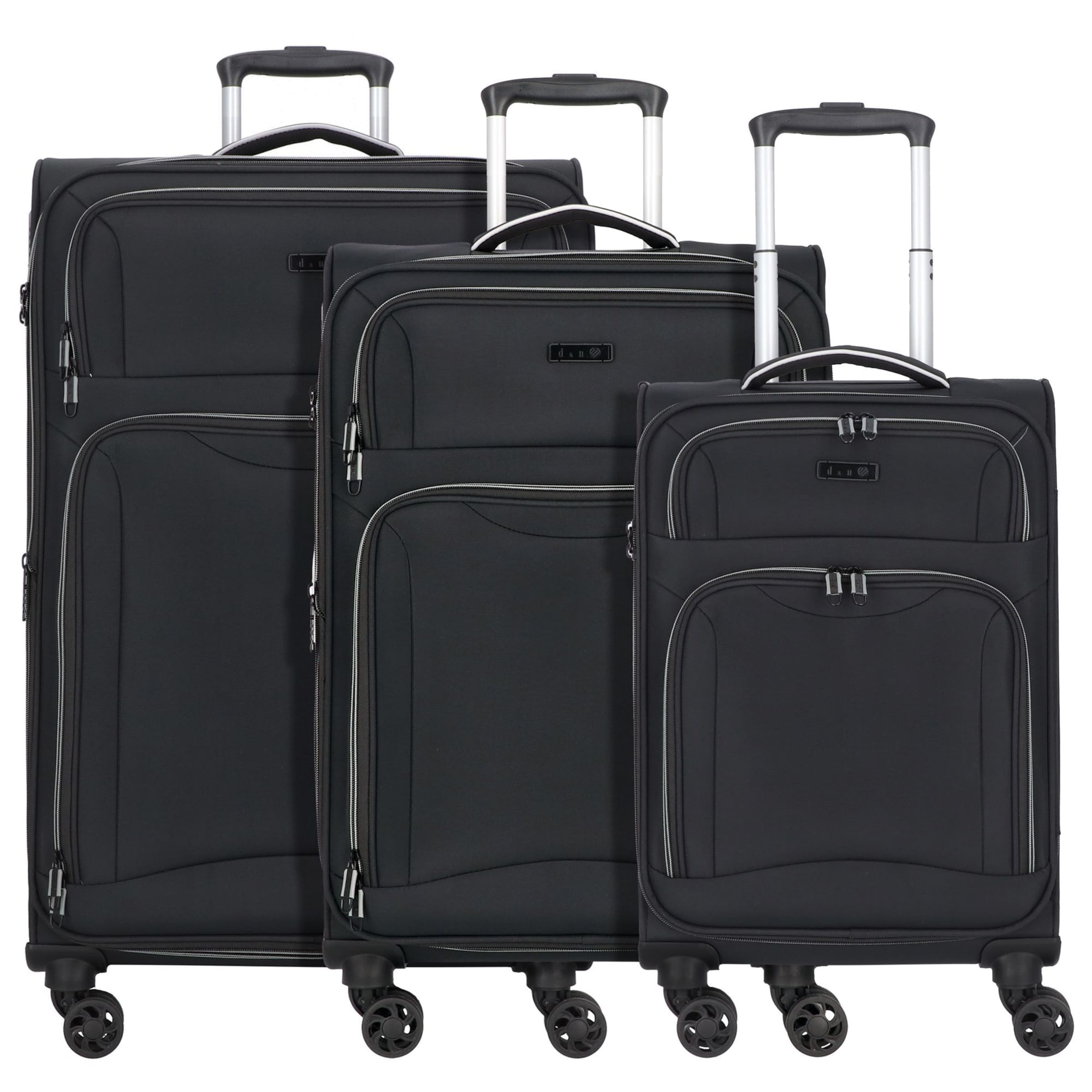 D&N Suitcase set in Black: front
