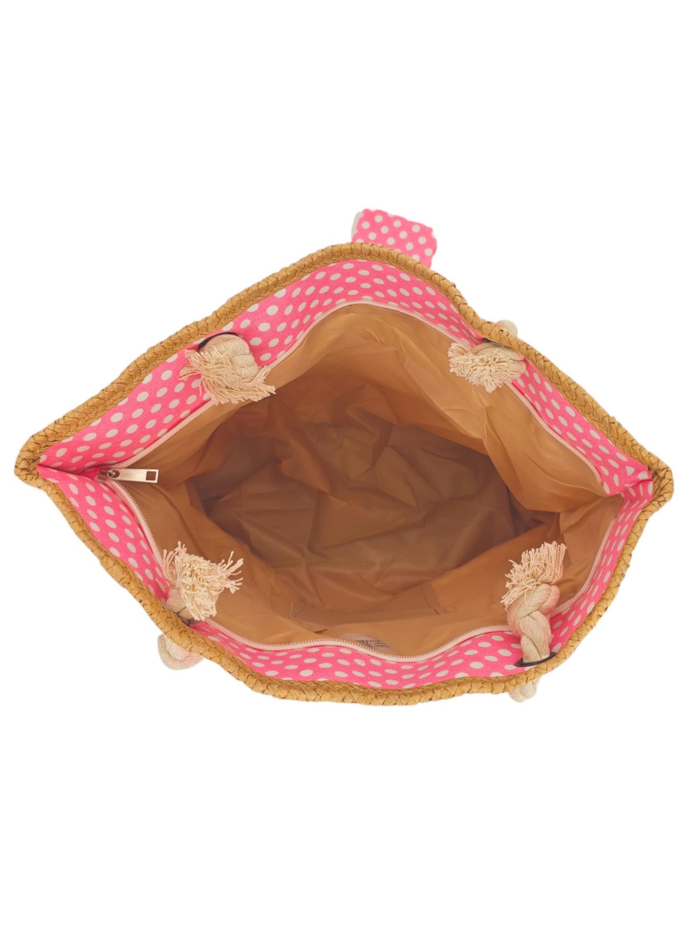 styleBREAKER Strandtasche 'Strandtasche mit Punkte Muster'‌‌‌ in Pink