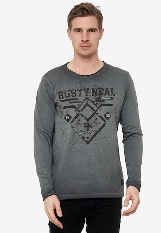 Rusty Neal Longsleeve mit großem Front-Print in Grau: predná strana