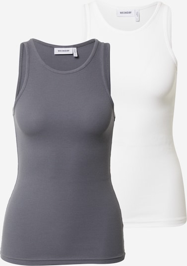 WEEKDAY Top 'Stella' u tamo siva / bijela, Pregled proizvoda