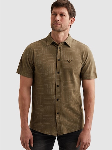 PME Legend Skjorte 'Shirt with allover print and short sleeves' i grøn: forside