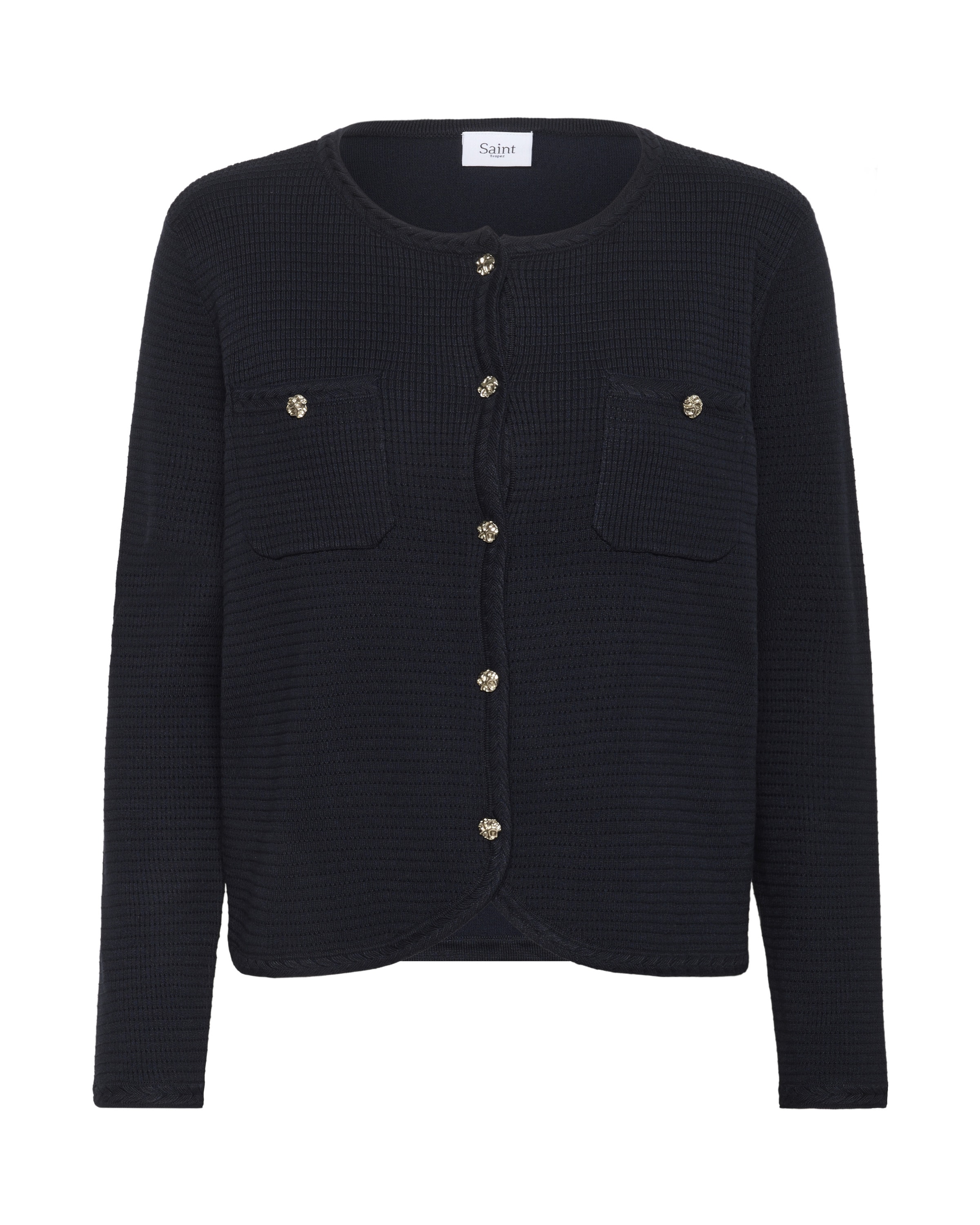 SAINT TROPEZ Gebreid vest 'LeciaSZ' in Blauw: voorkant