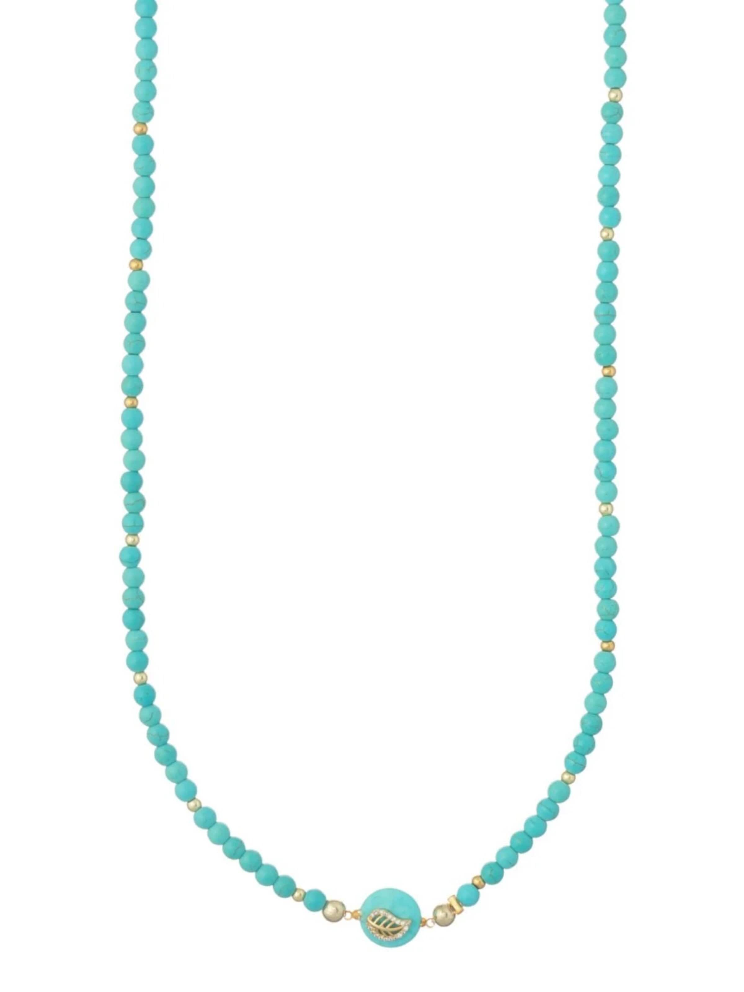 THE GEM STORIES JEWELRY - Cadena 'Turquoise and Peach Jade Necklace' en azul