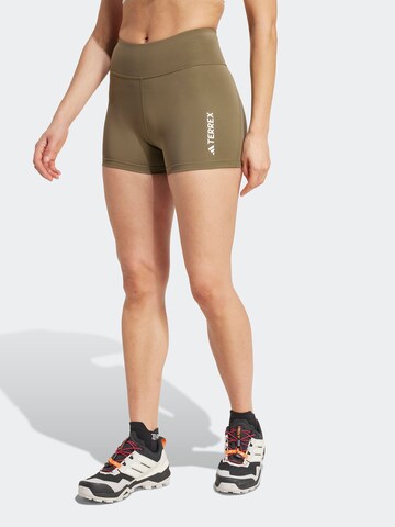 ADIDAS TERREX Скинни Штаны в спортивном стиле в Зеленый: спереди