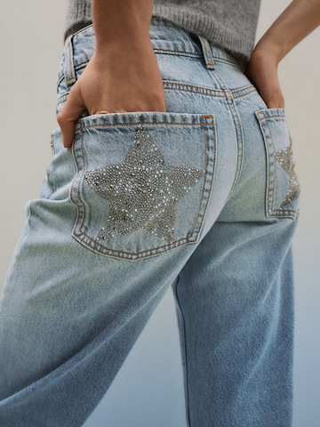 Bershka Wide leg Jeans in Blauw: terug