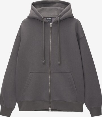 Pull&Bear Sweat jacket in Grey: front