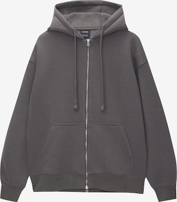 Pull&Bear Zip-Up Hoodie in Grey: front