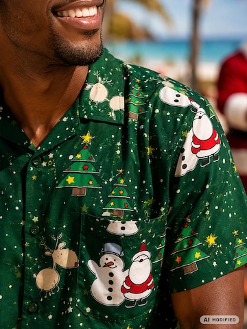 Regular fit Camicia 'Christmas Buddies' di King Kameha in verde