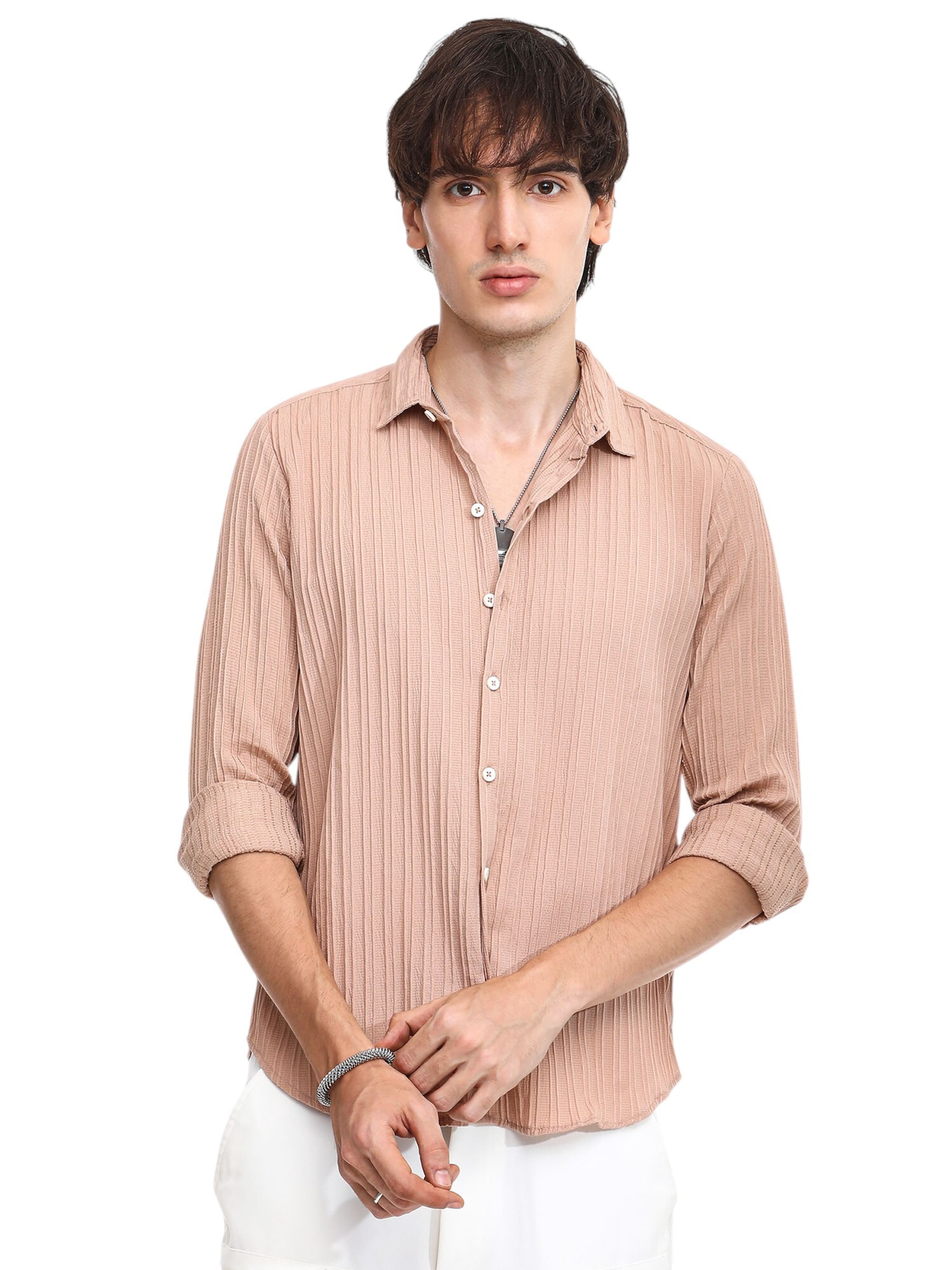 Campus Sutra Regular fit Button Up Shirt 'Tillie' in Beige: front