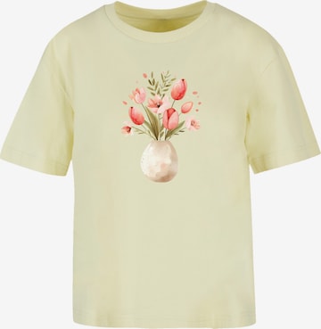 T-shirt 'Rosa Frühlingsblumenstrauß In Vase' F4NT4STIC en jaune : devant