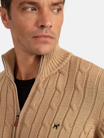 Williot Hair Braided Full Zip Cardigan in Beige