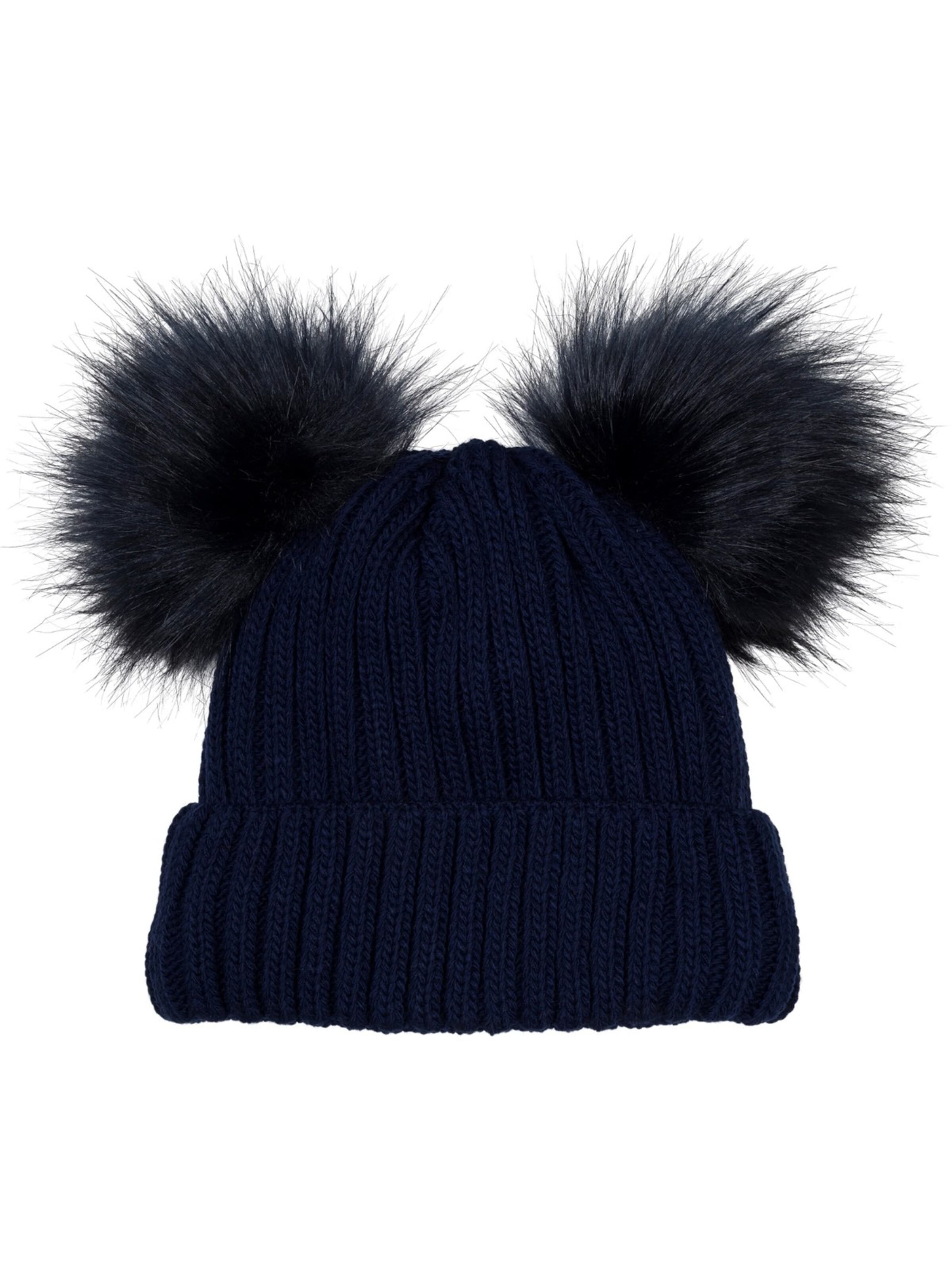styleBREAKER Beanie 'Kinder Bommelmütze mit zwei Bommel' in Blue