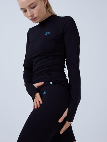 SPORTKIND Performance Shirt 'Langarmshirt High-Neck' in Black: front