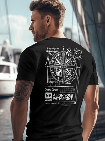 Neverless Shirt 'Compass' in Schwarz