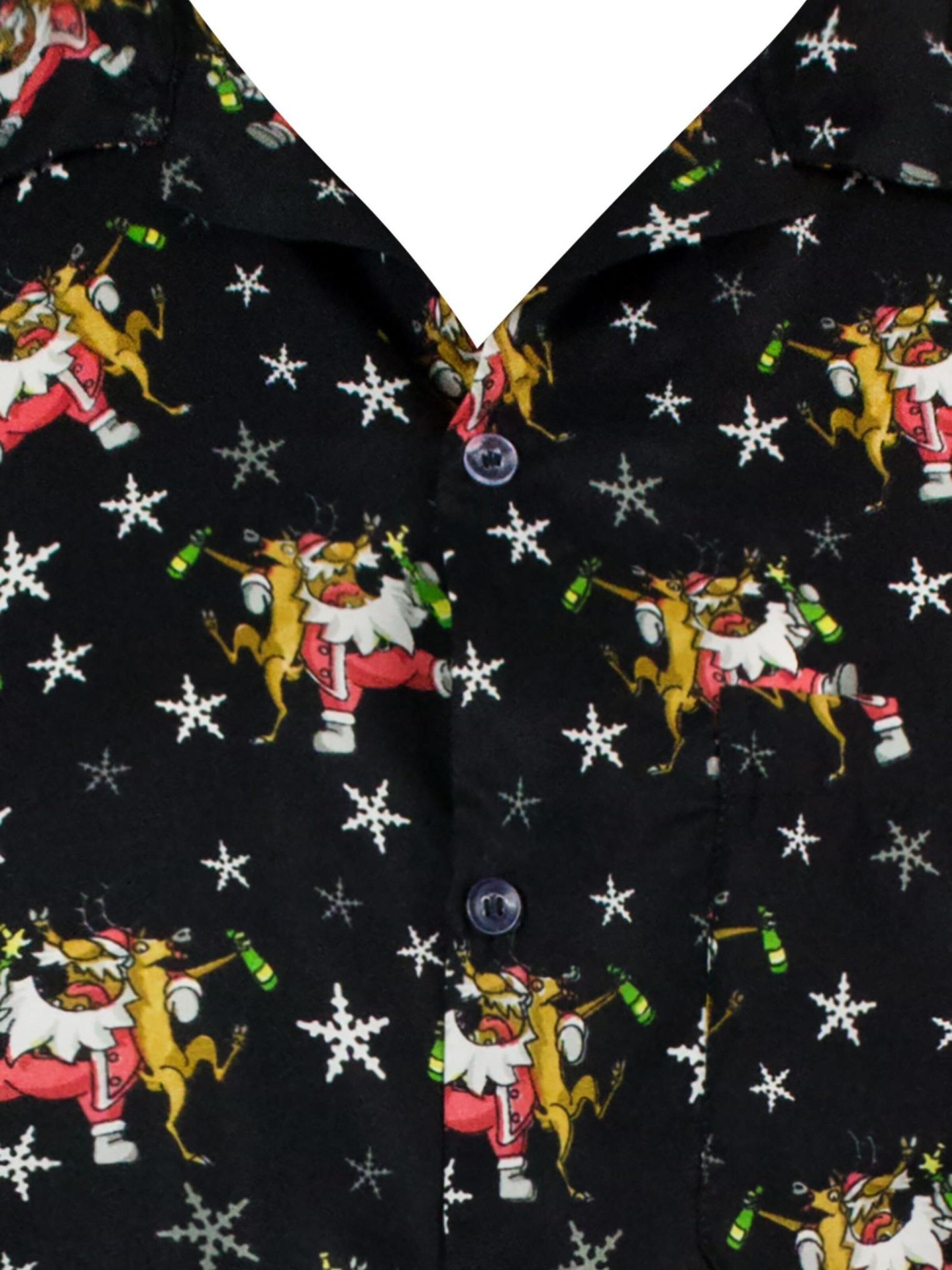 Regular fit Camicia 'Christmas Drunk Santa' di King Kameha in nero