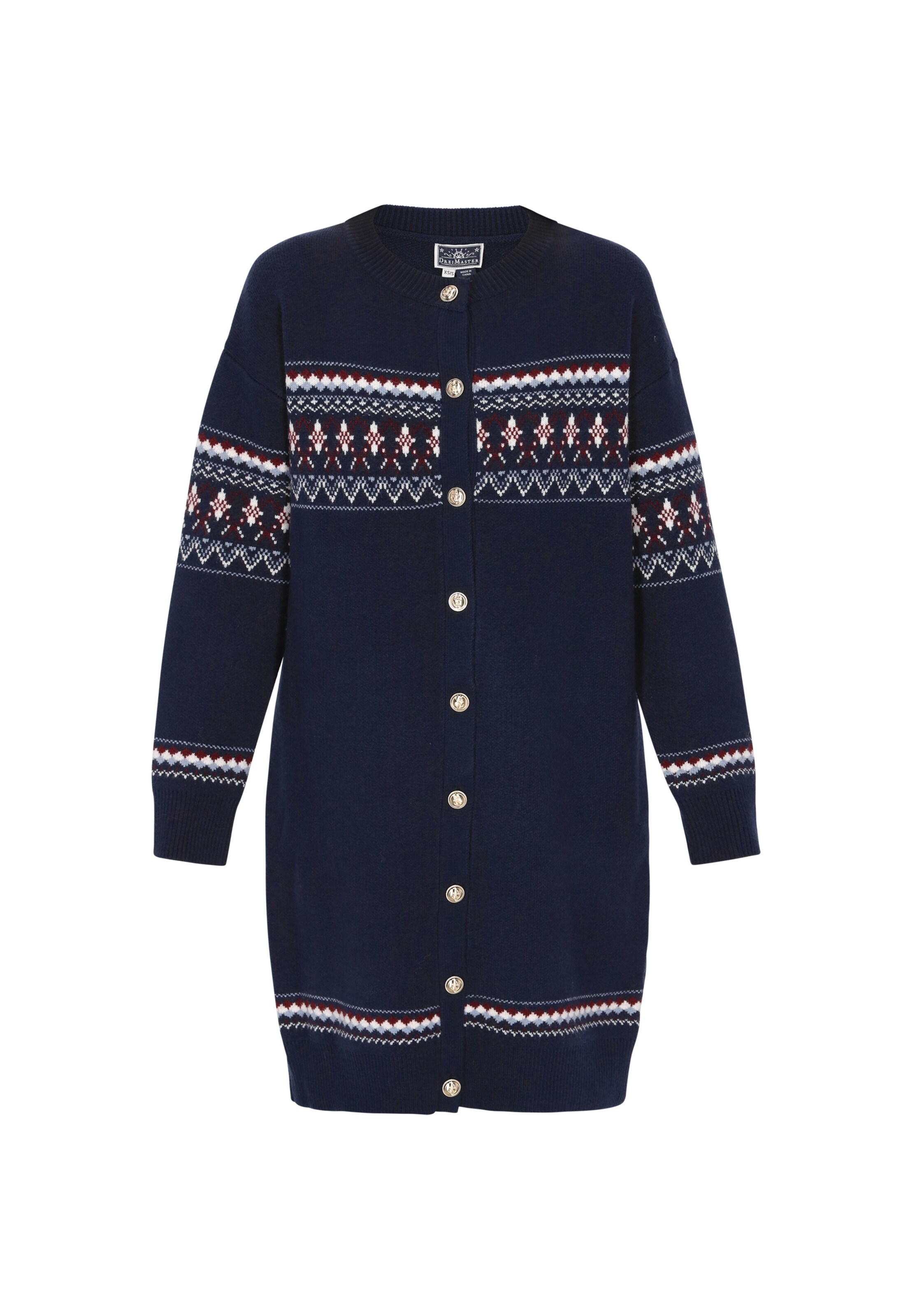 DreiMaster Maritim Cárdigan en navy / gris humo / burdeos / blanco natural, Vista del producto