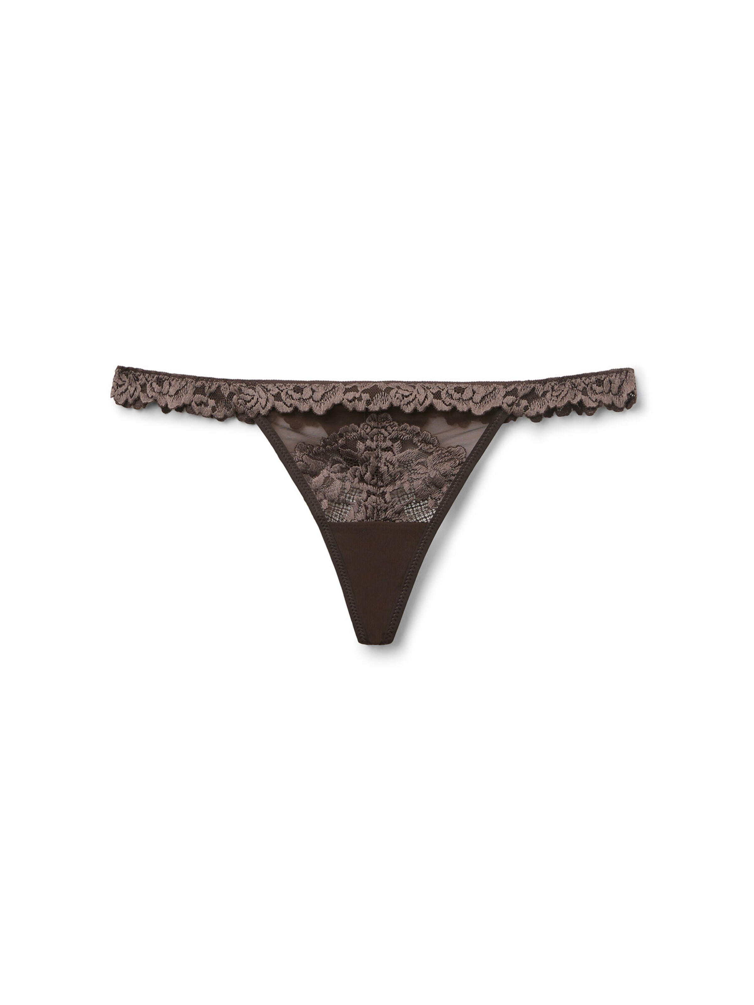 INTIMISSIMI Thong 'Pretty Flowers' in Brown: front