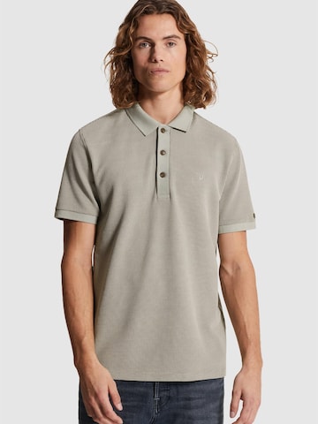CAST IRON Shirt 'Polo shirt with two-tone waffle texture' in Grijs: voorkant