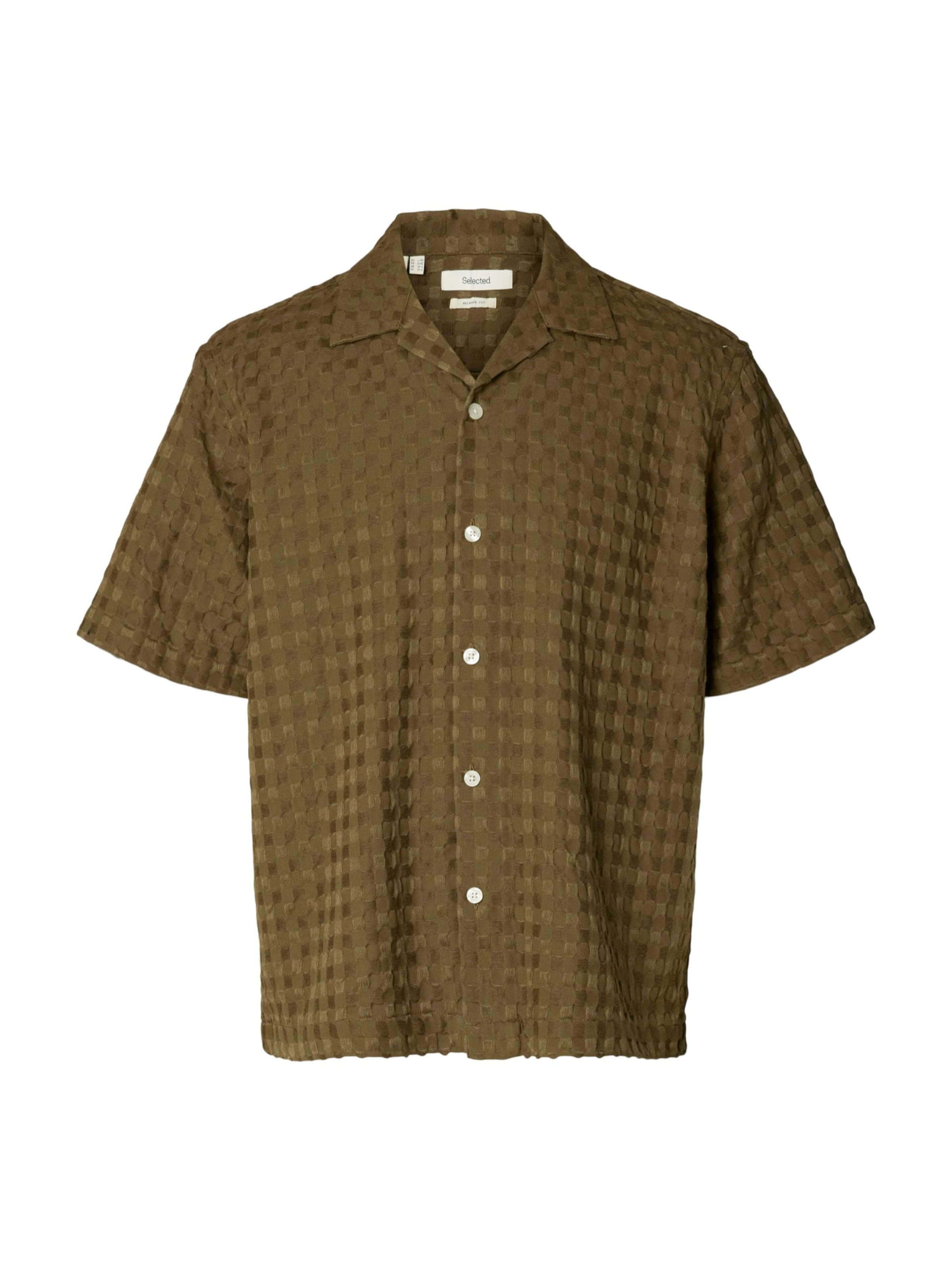SELECTED Button Up Shirt 'SLHMonty' in Brown: front