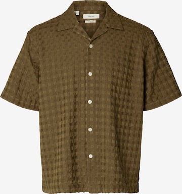 SELECTED Button Up Shirt 'SLHMonty' in Brown: front