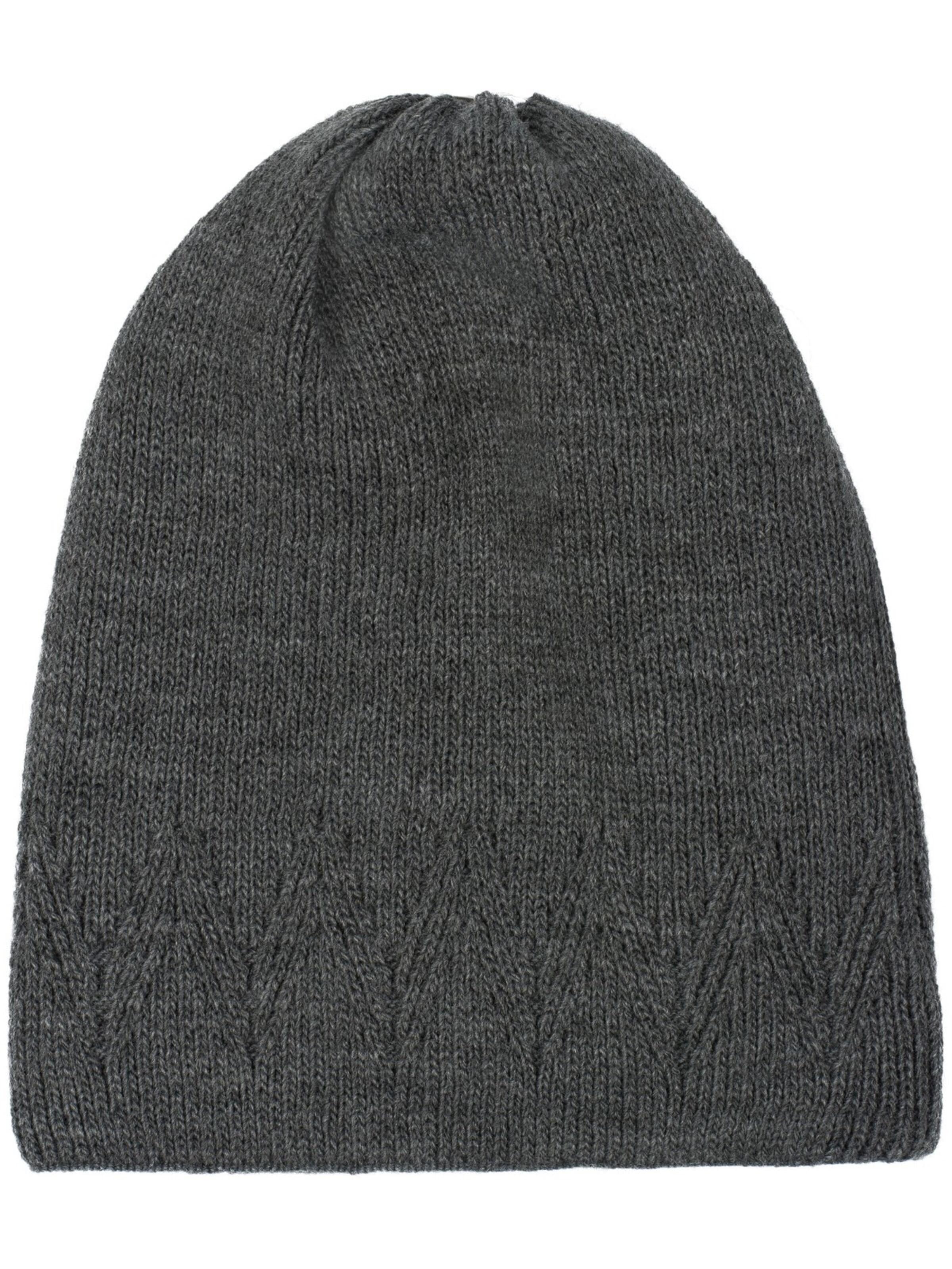 styleBREAKER Mütze 'Strick Bommelmütze mit Zacken Muster'‌‌‌‌‌‌‌ in Grau