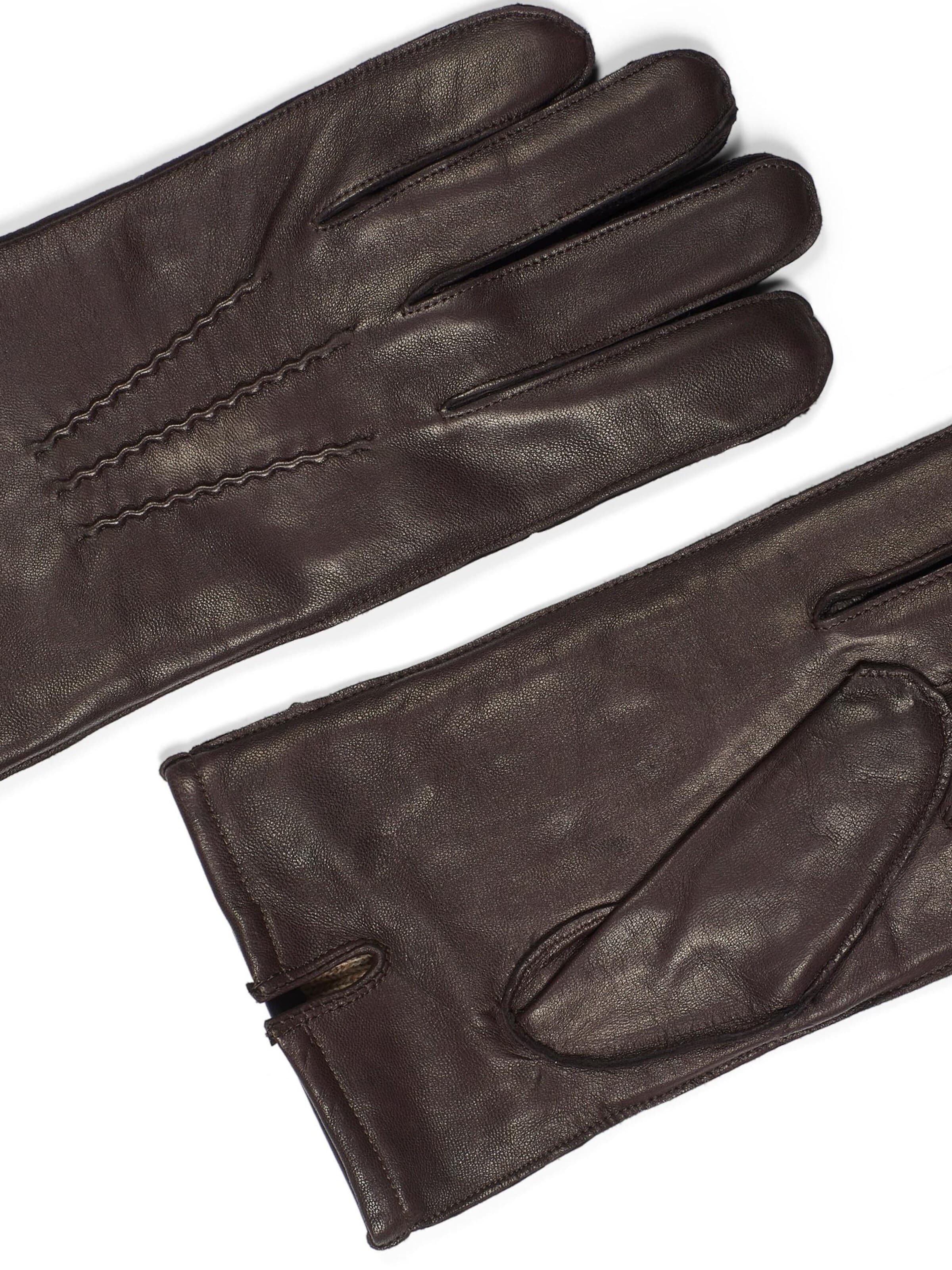 Howard London - Guantes con dedos 'Leather Gloves William Dark Brown' en marrón