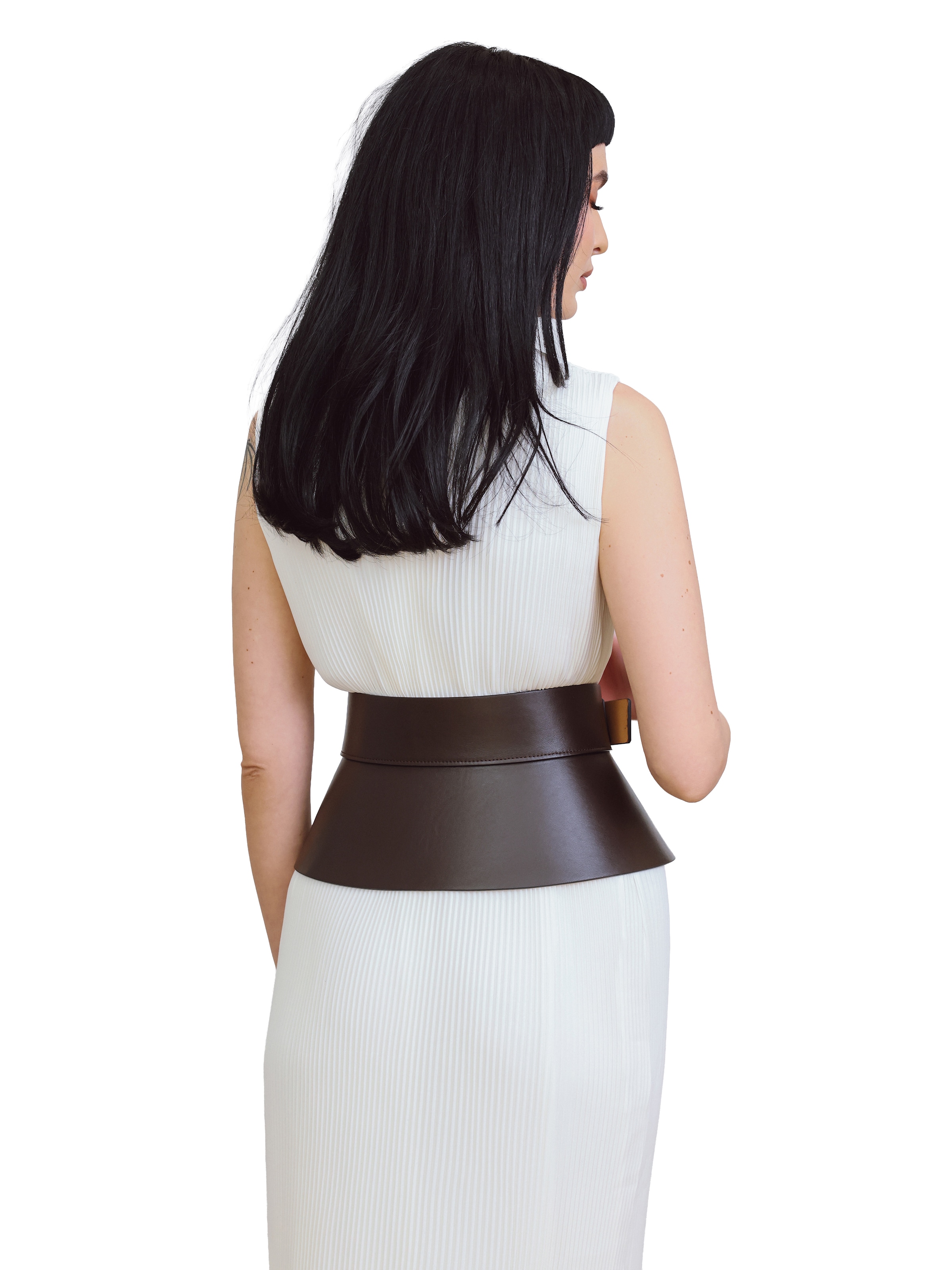 Haute Cuir Riem 'Peplum Corset Belt' in Bruin