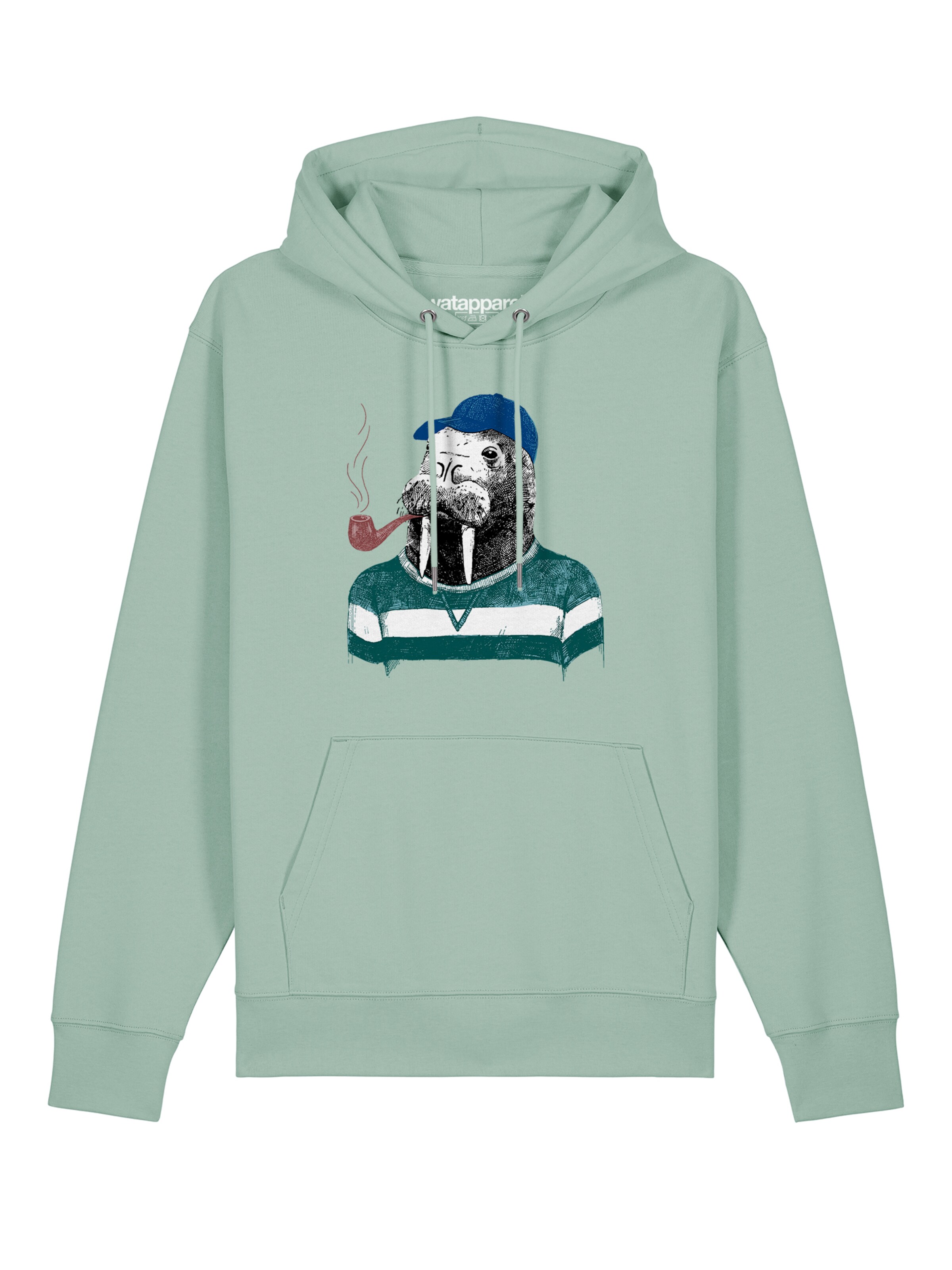 Sweat-shirt 'Walross' Watapparel en vert : devant