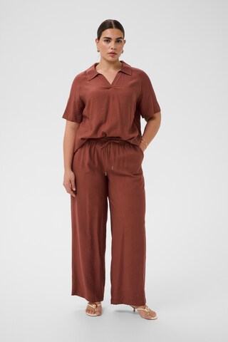 KAFFE CURVE Wide Leg Hose in Braun: Vorderseite