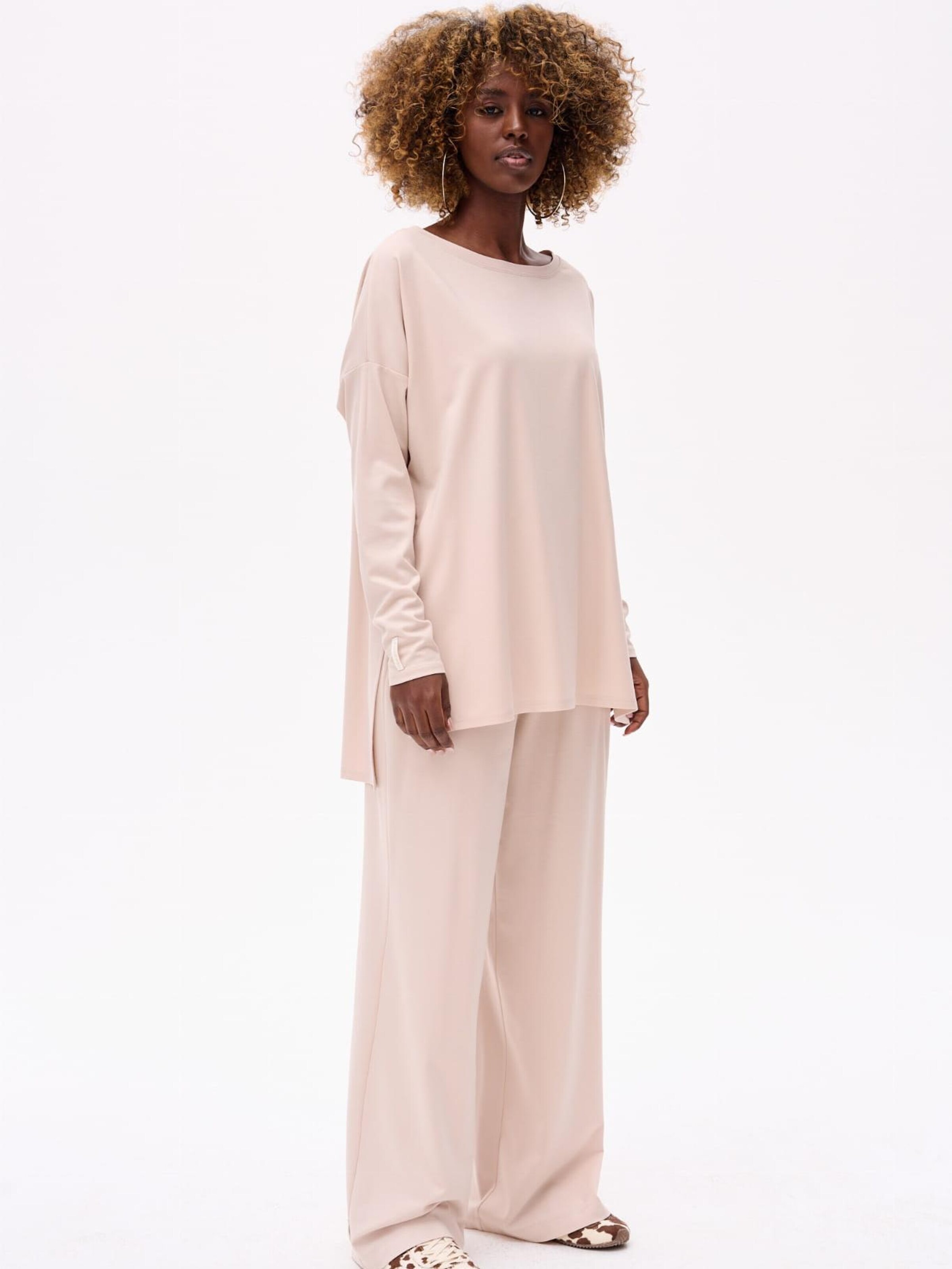 Blue Shadow Regular Pants in Beige: front