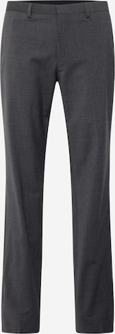 HUGO Slim fit Trousers with creases 'Hesten' in Grey: front