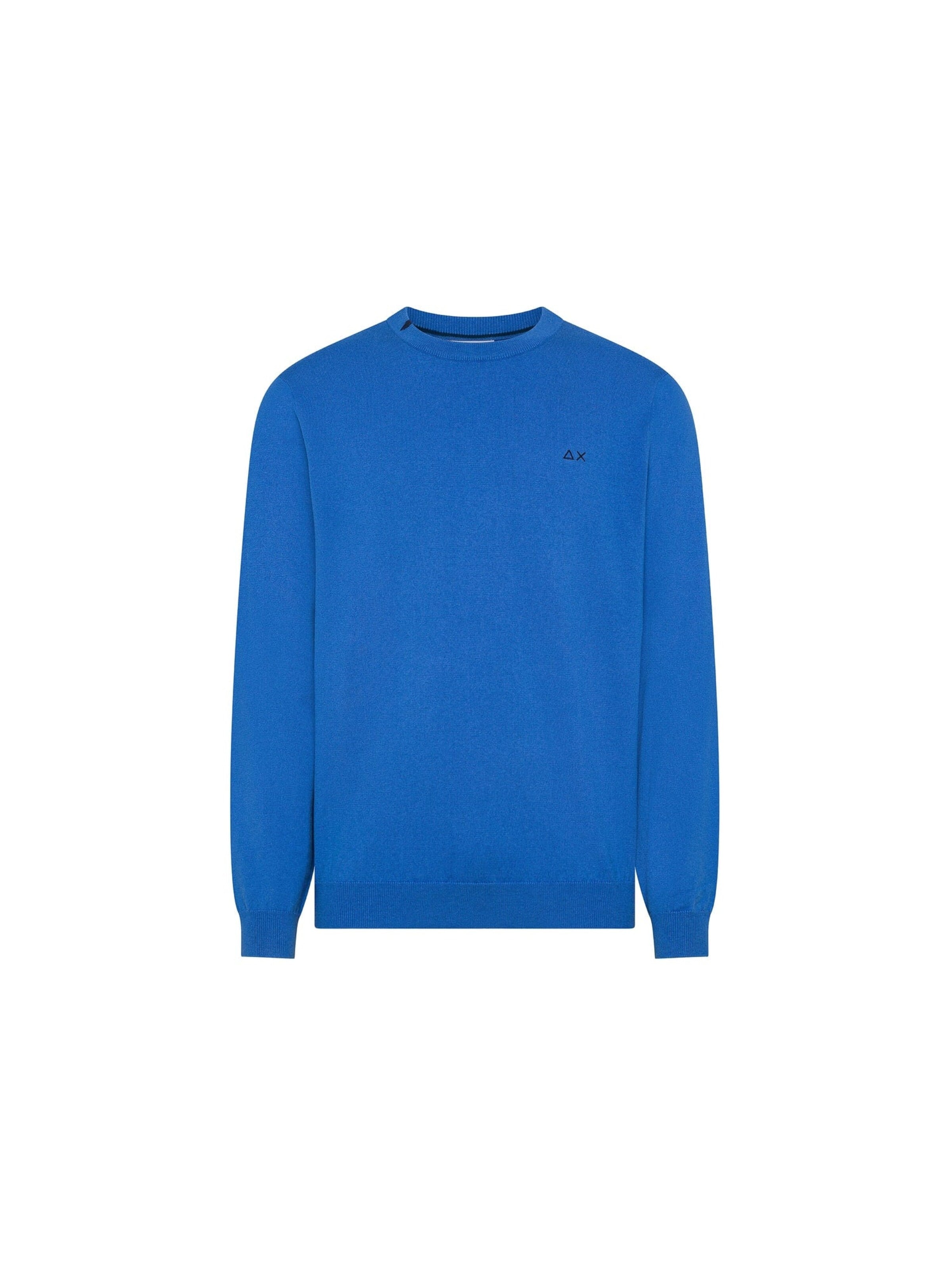 SUN68 Sweater 'Men's Blue Wool and Cotton Crew Neck Sweater' in Blue: front