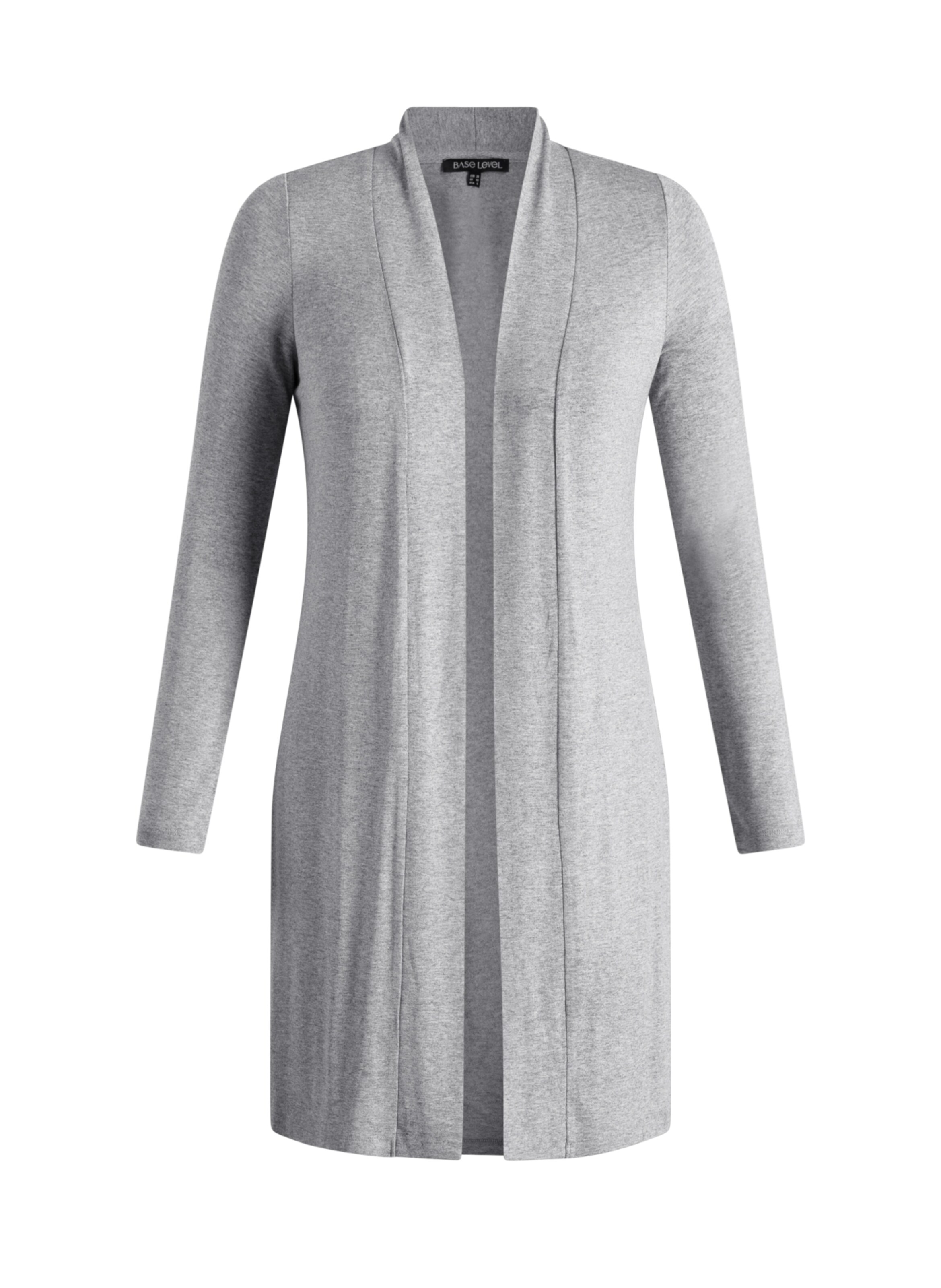BASE LEVEL CURVY Knit Cardigan in Grey: front