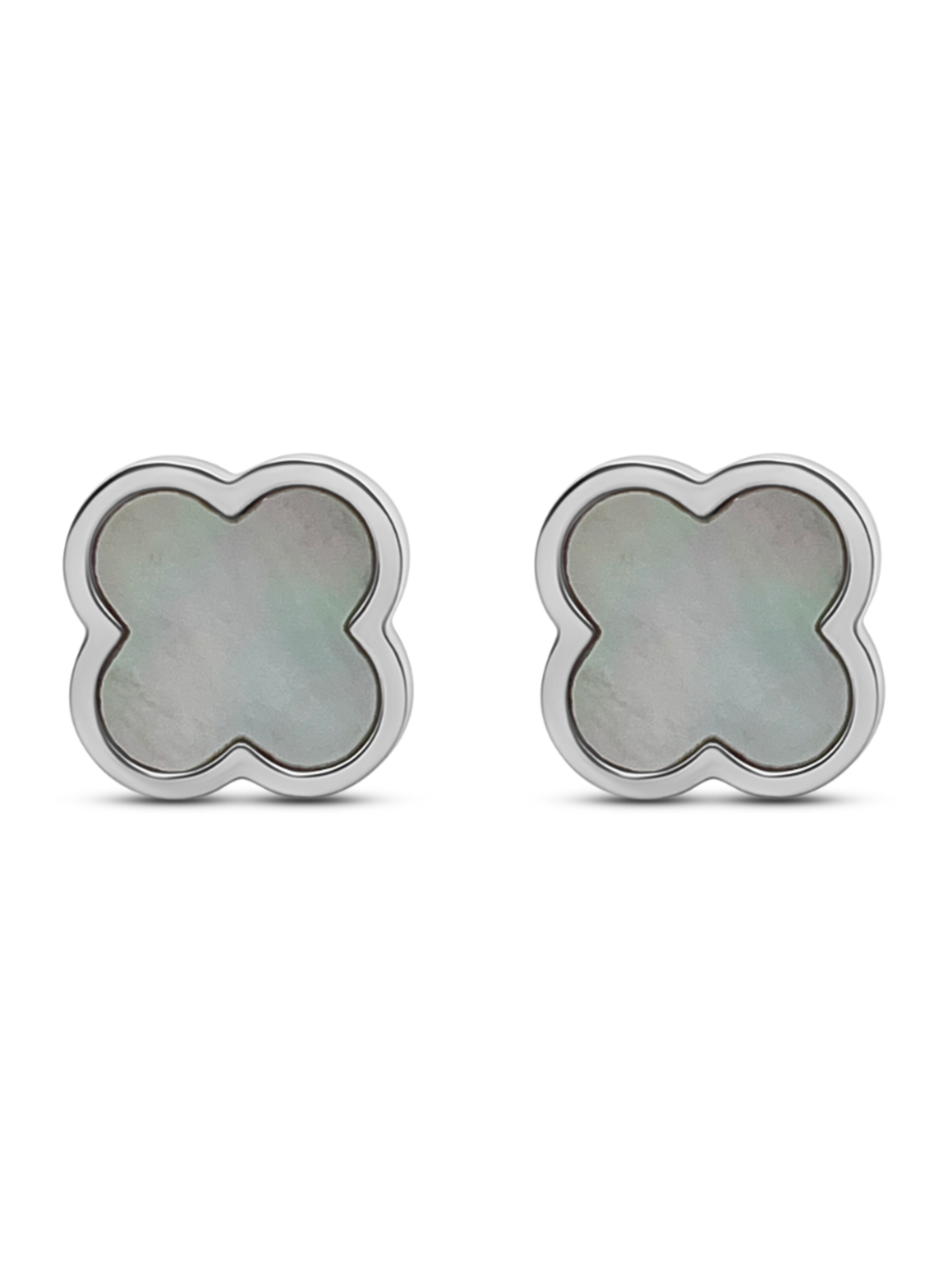 Pure Schmuck Earrings 'Clover Perlmutt' in Silver: front