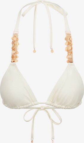 Moda Minx Triangle Bikini Top in White: front