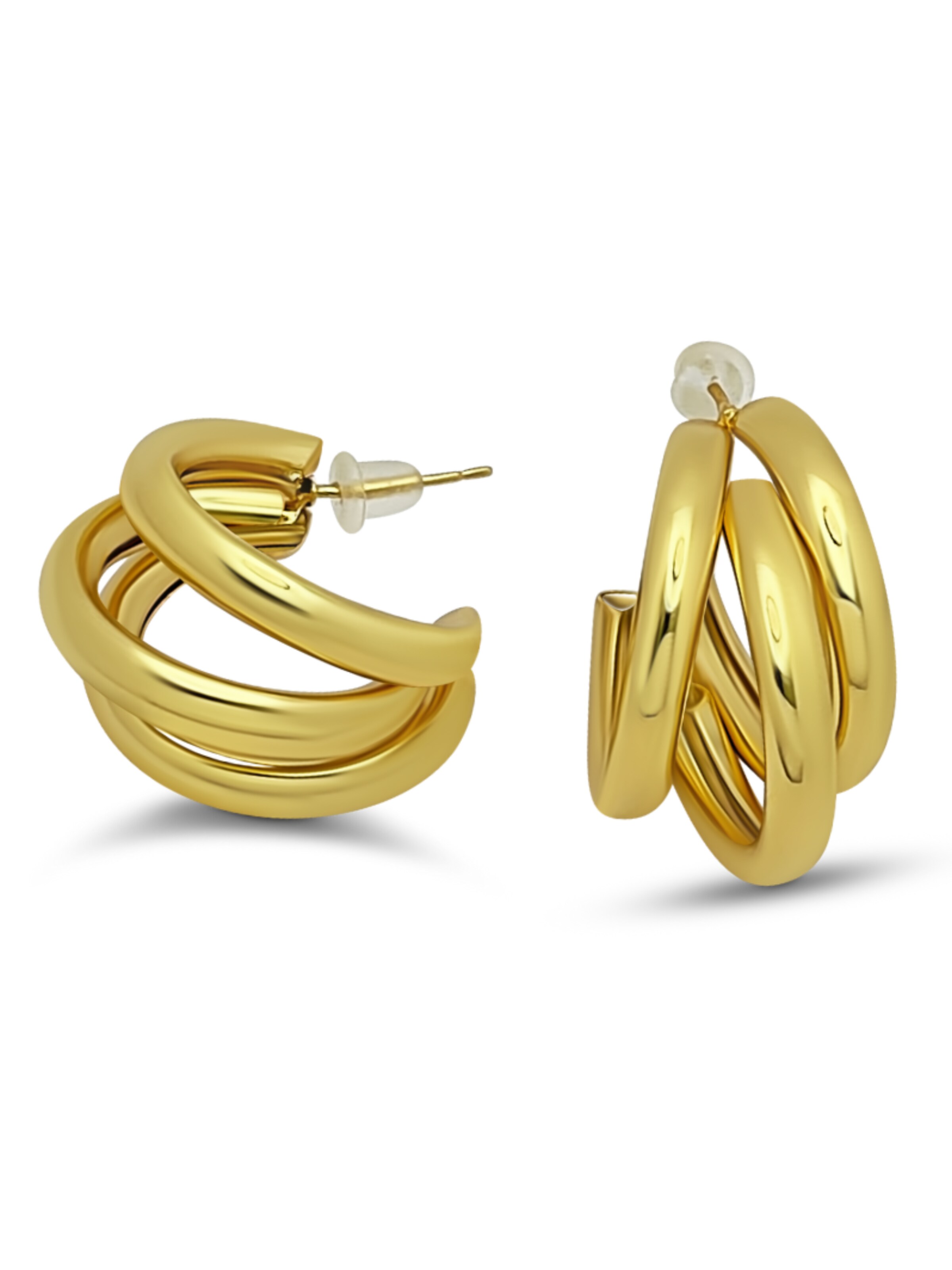 Pure Schmuck Earrings 'Triple' in Gold: front