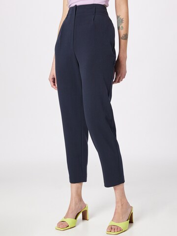 Warehouse Tapered Pleat-Front Pants in Blue: front