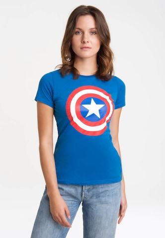 LOGOSHIRT Shirt 'Captain America' in Blauw: voorkant