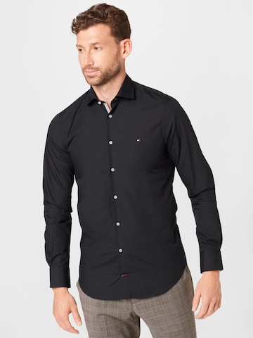 TOMMY HILFIGER Rovný strih Košeľa - Čierna: predná strana
