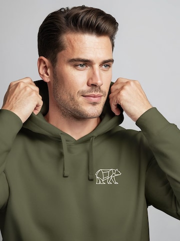 Neverless Sweatshirt 'Bär Lineart Polygon' in Green