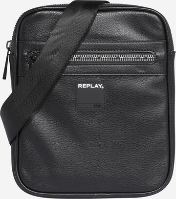 REPLAY Чанта за през рамо тип преметка в черно: отпред