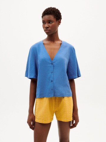 Thinking MU Bluse ' Hemp Libelula' in Blau: predná strana