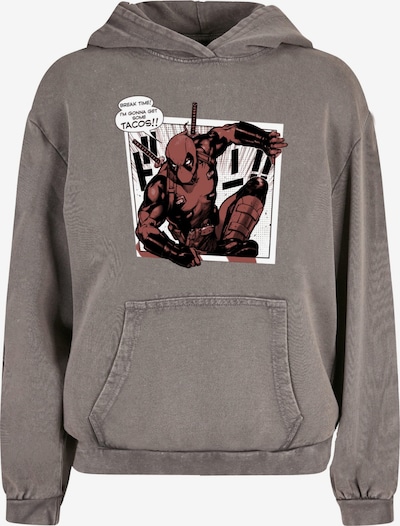 ABSOLUTE CULT Sweatshirt 'Deadpool - Tacos Breaktime' in taupe / burgunder / schwarz / weiß, Produktansicht