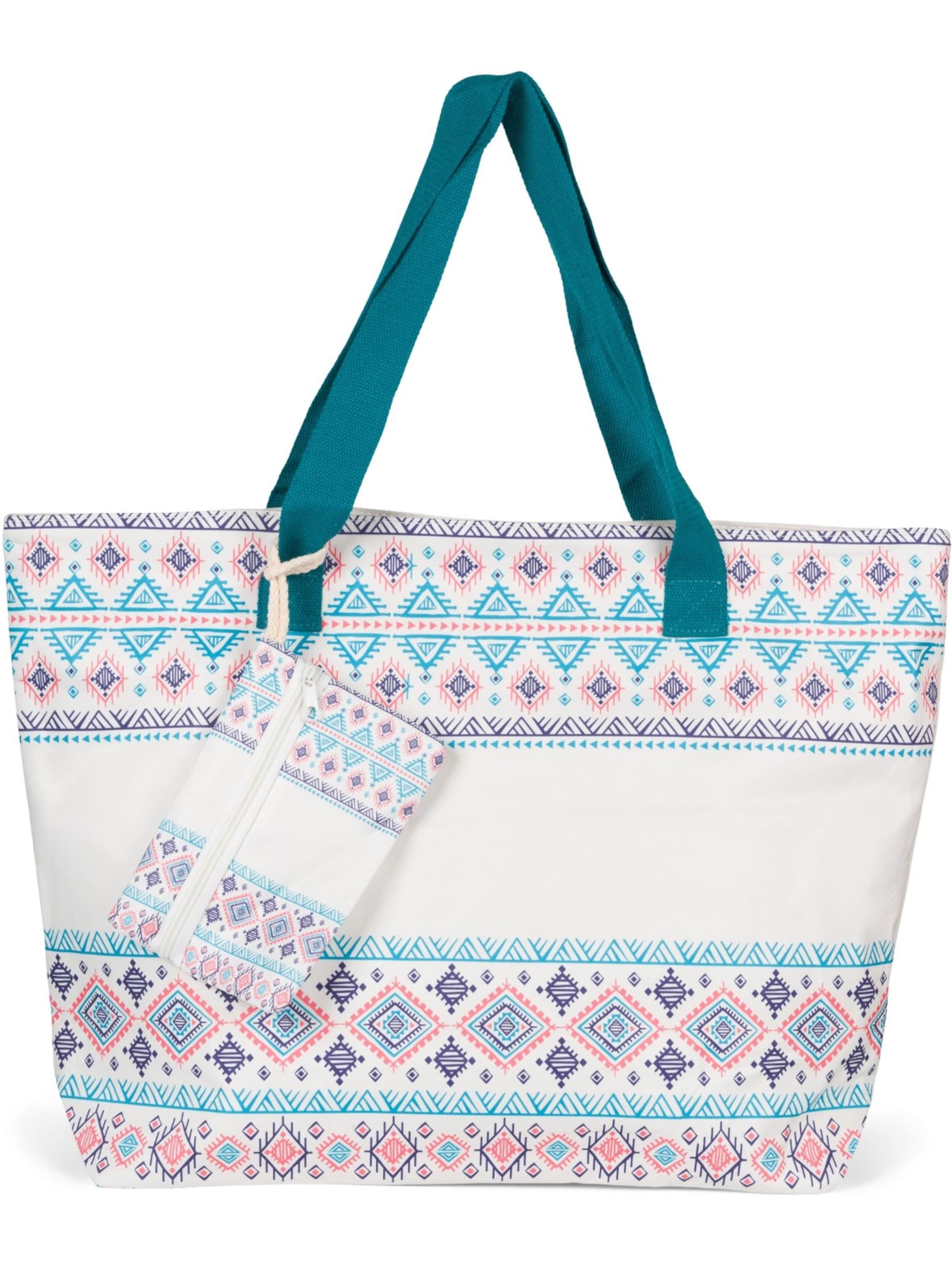 styleBREAKER Strandtasche 'Strandtasche Azteken Muster - Boho'‌‌‌ in petrol, Produktansicht
